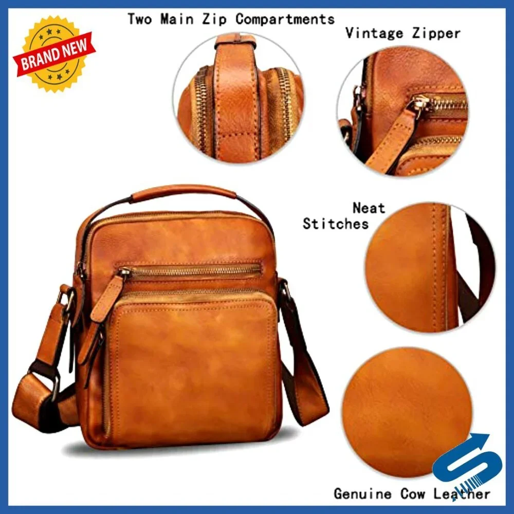 Genuine Leather Messenger Bag Crossbody Shoulder Satchel Medium Size